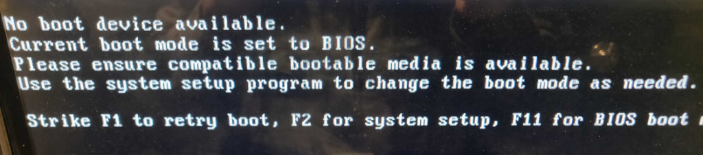 No Boot Device Available Dell Server